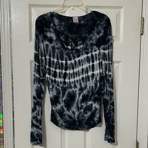 No Boundaries Black and White Tie-Dye Long Sleeve Top